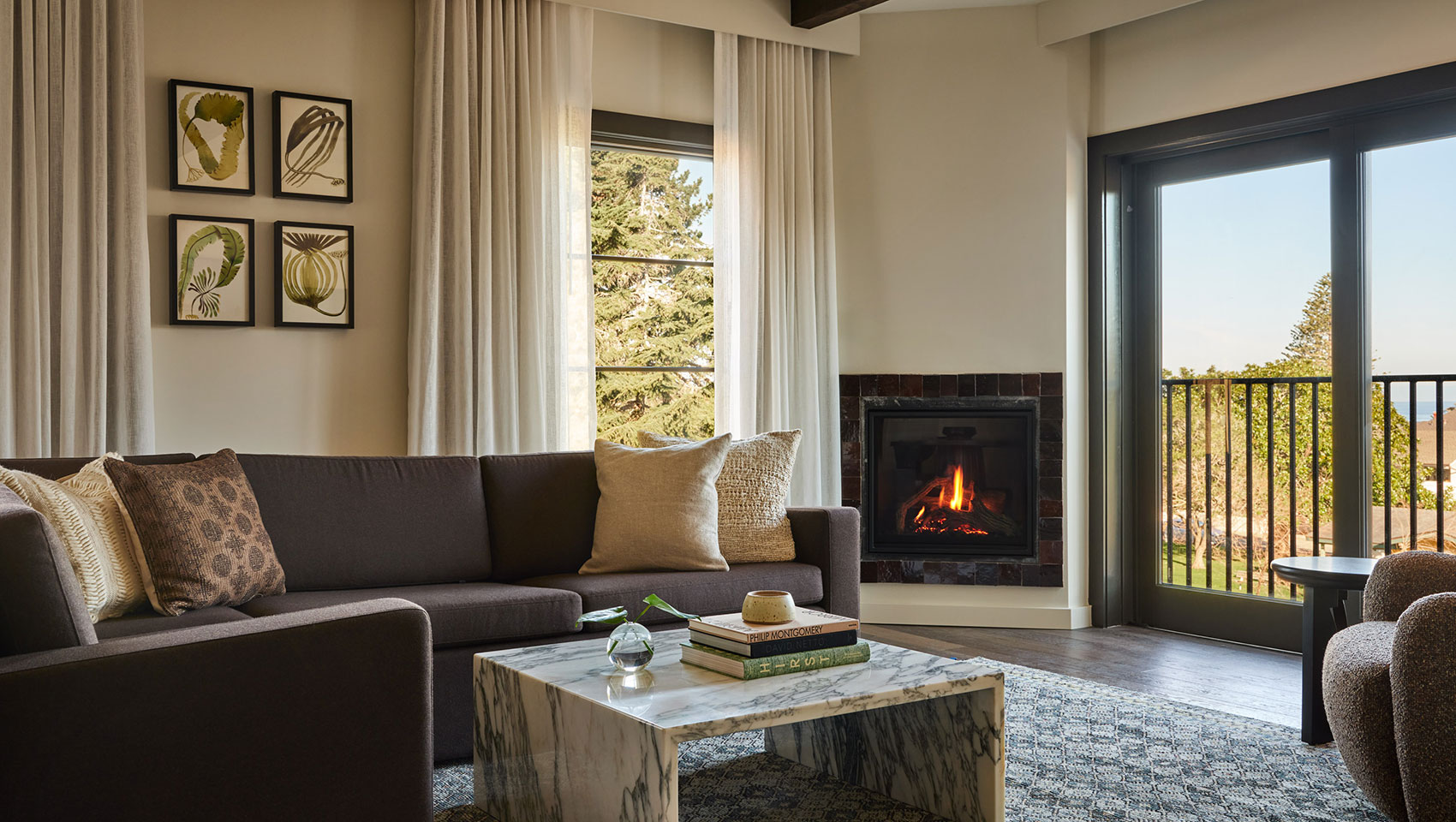 One Bedroom Suite Fireplace and Living Area