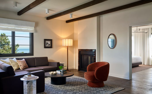Kimpton Mirador Hotel One Bedroom Suite Terrace Fireplace sitting area
