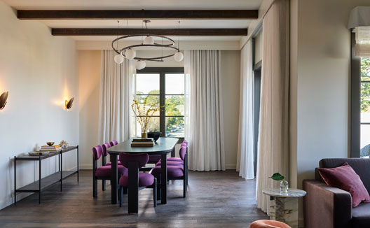 Kimpton Mirador Hotel One Bedroom Suite Terrace Fireplace dining area